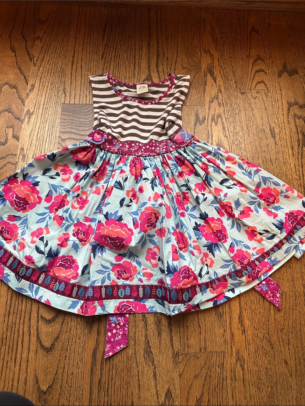 Wildflowers Aqua Floral Dress with Pink Accents